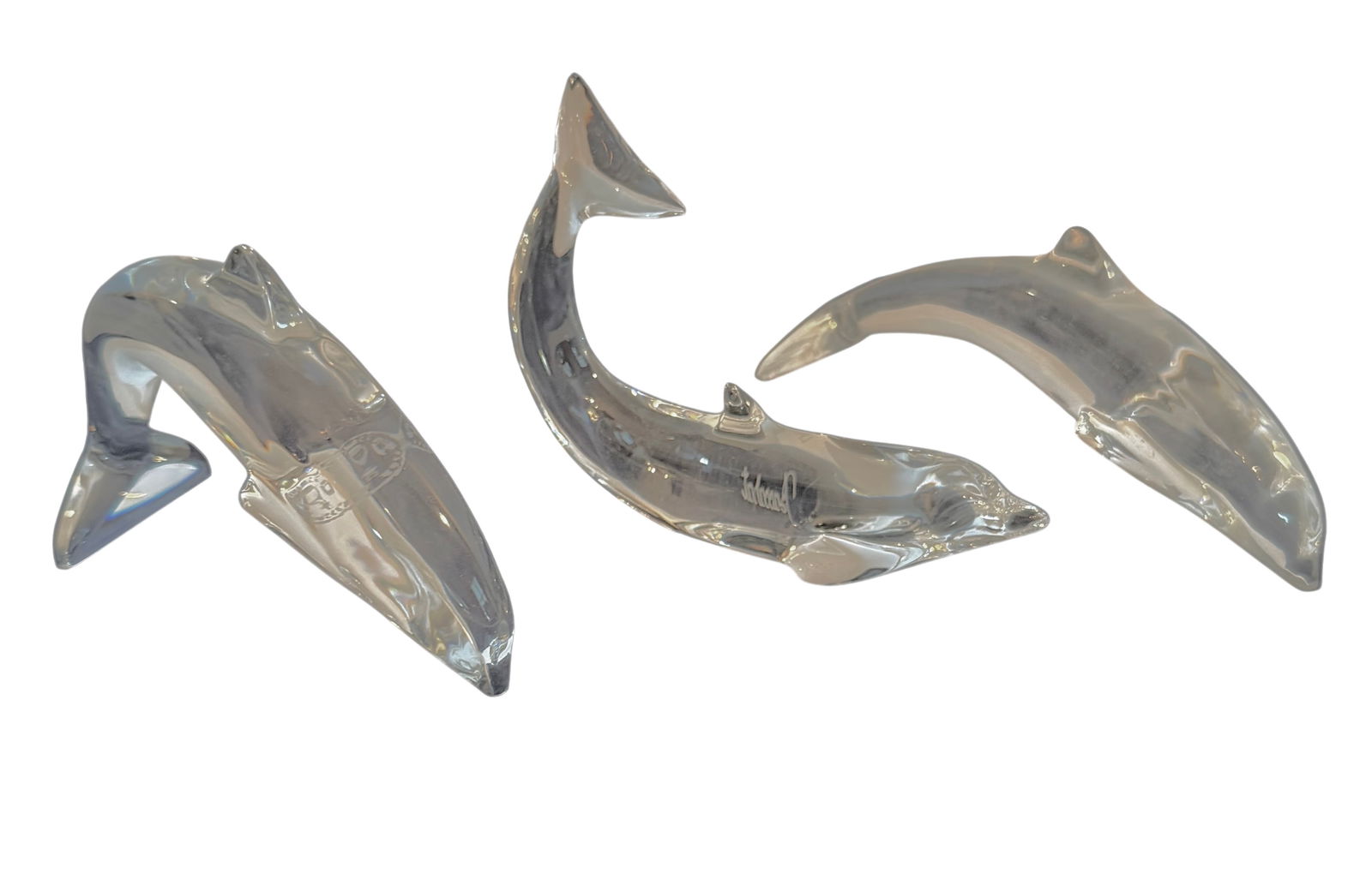 Set of 3 Crystal Baccarat Dolphin Figurines - signed (1 of 4)