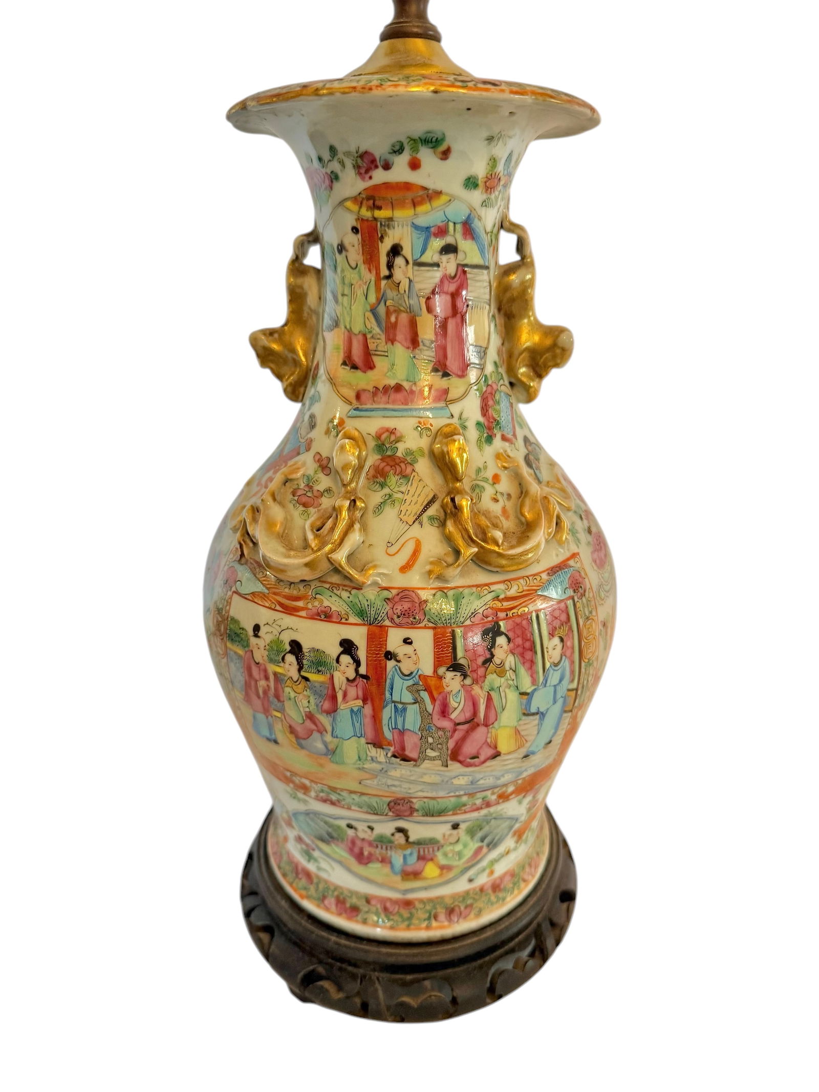 19th century Rose Medallion Vase Lamp (1 of 5)