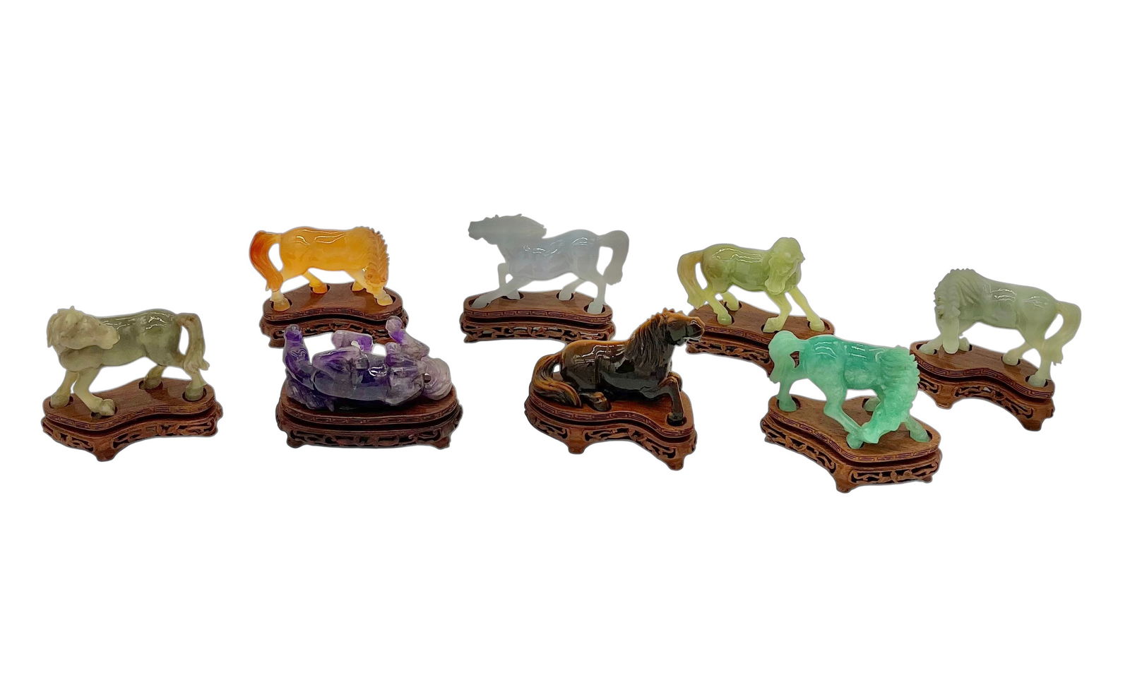 Set of Eight Carved Horses and Stands (1 of 6)
