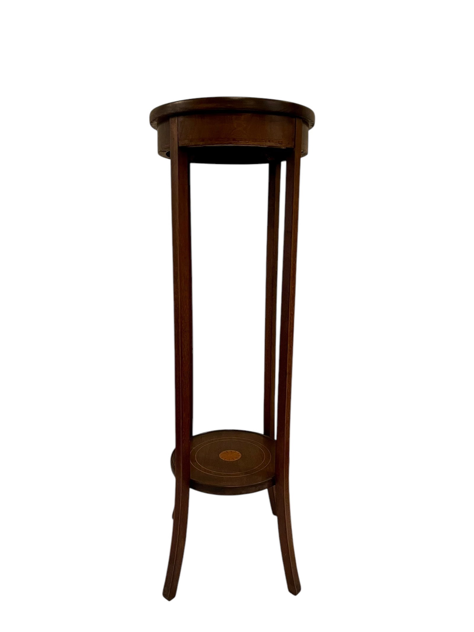 Mahogany String Inlay Edwardian Plant Stand: Mahogany String Inlay Edwardian Plant Stand