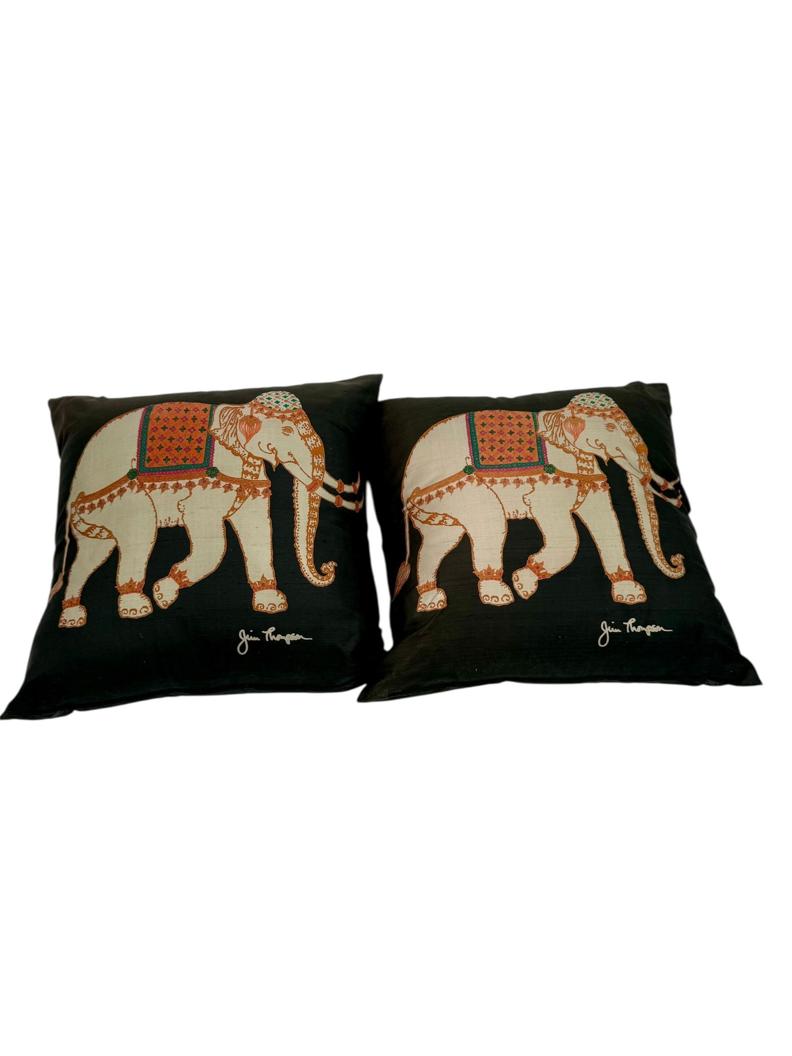 Pair of Jim Thompson Elephant Silk Pillows (1 of 7)
