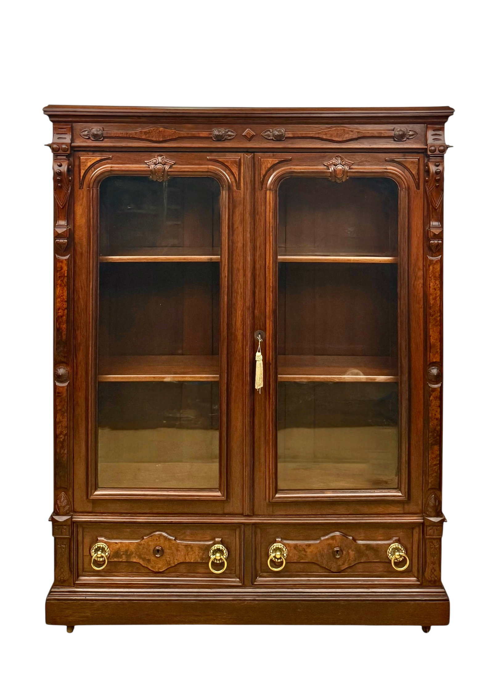 Renaissance Revival Walnut Bookcase Attributed to Thomas Brooks (1 of 6)