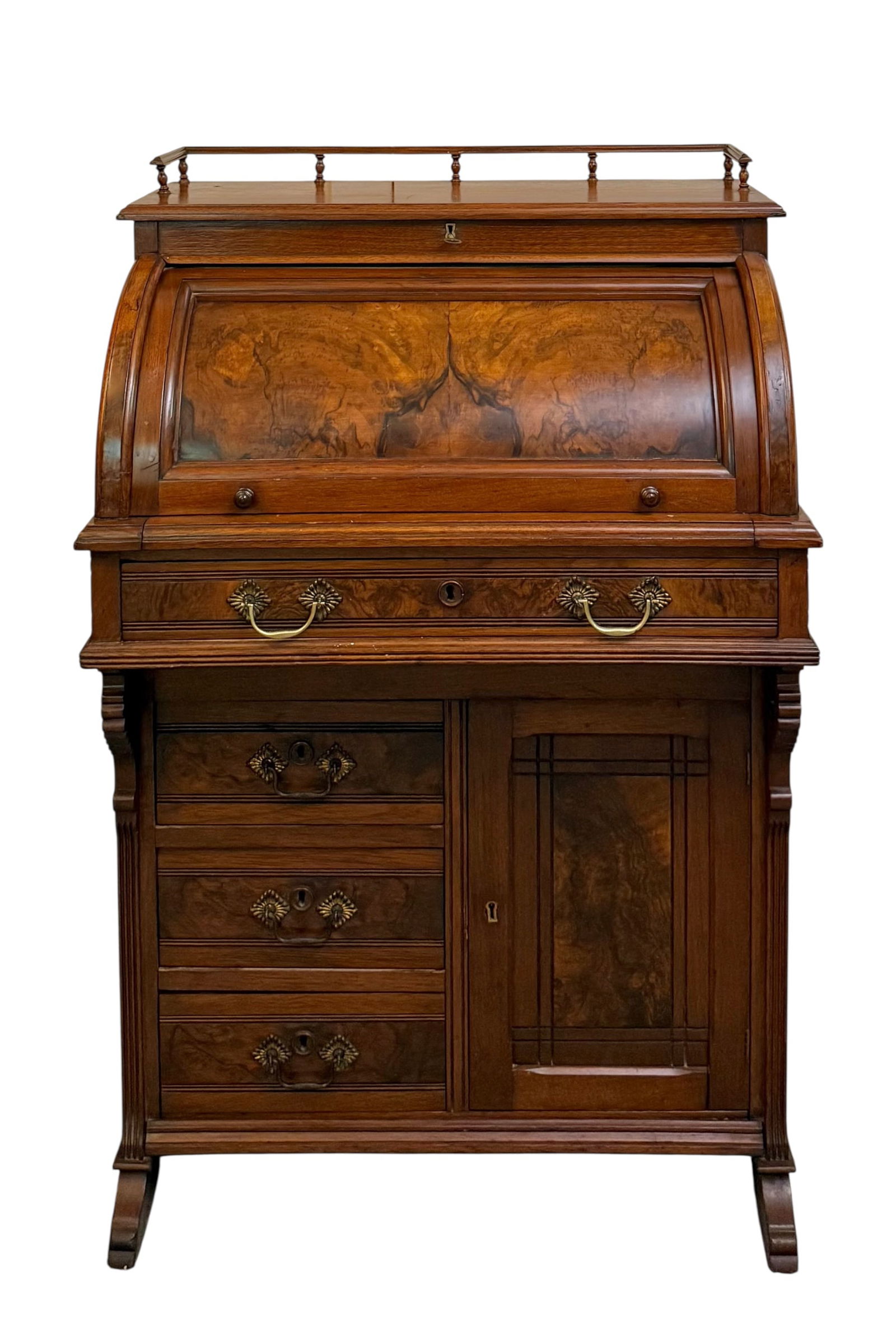 Eastlake Walnut Cylinder Desk (1 of 9)