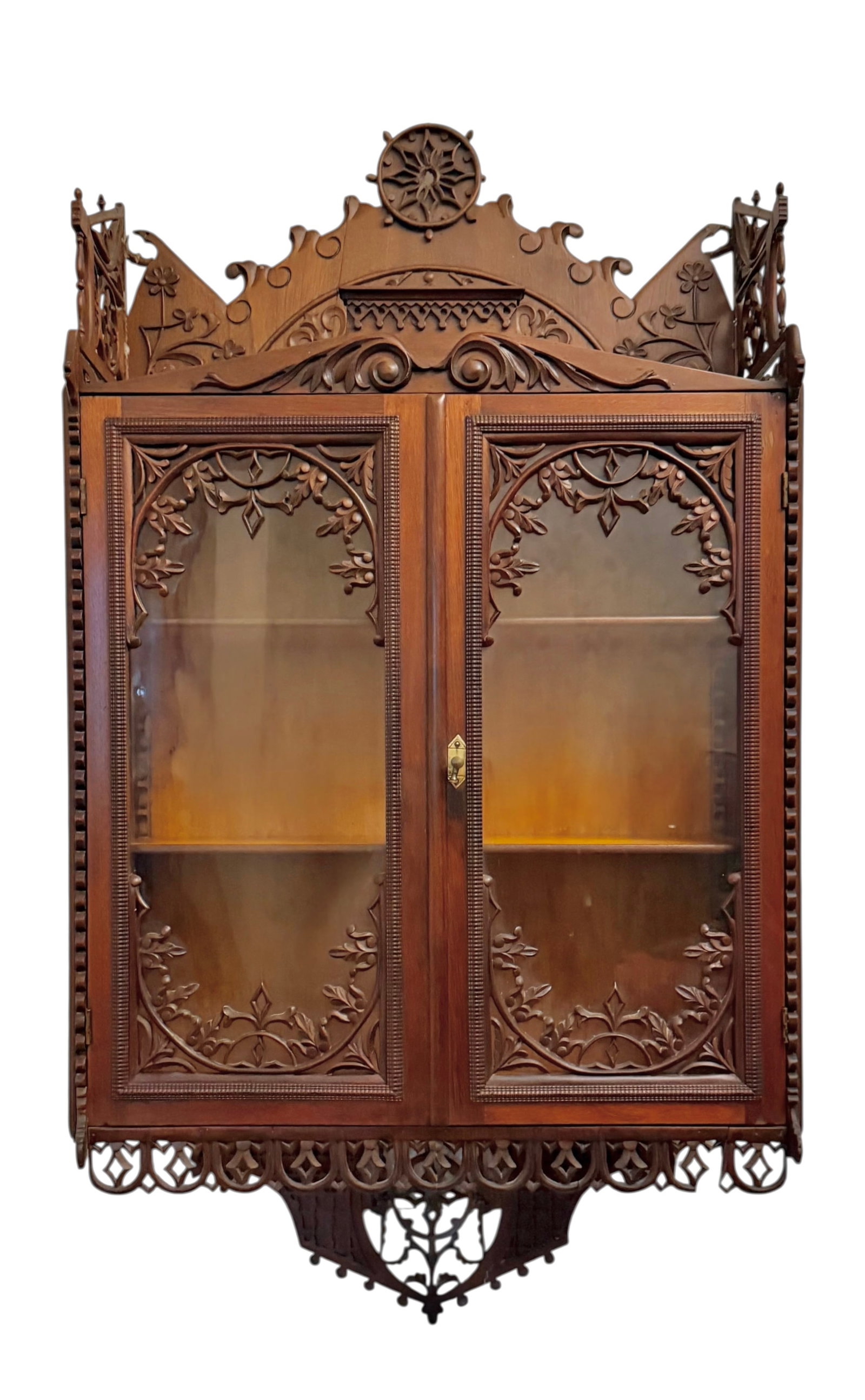 Gothic Revival Walnut Hanging Cabinet (1 of 7)
