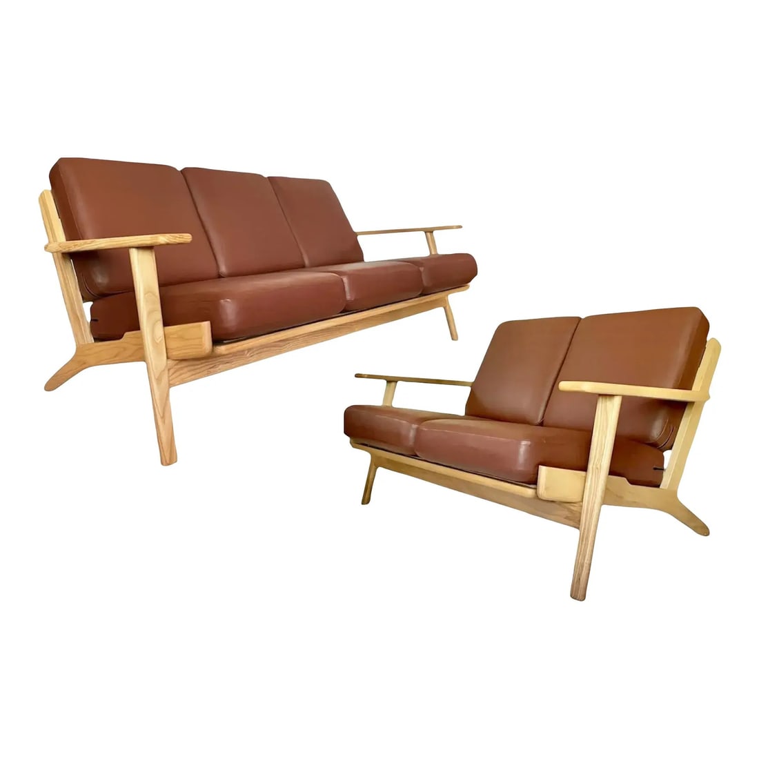 Hans Wegner for GETAMA GE-290/3 Three-Seat Plank Sofa in Leather - 8