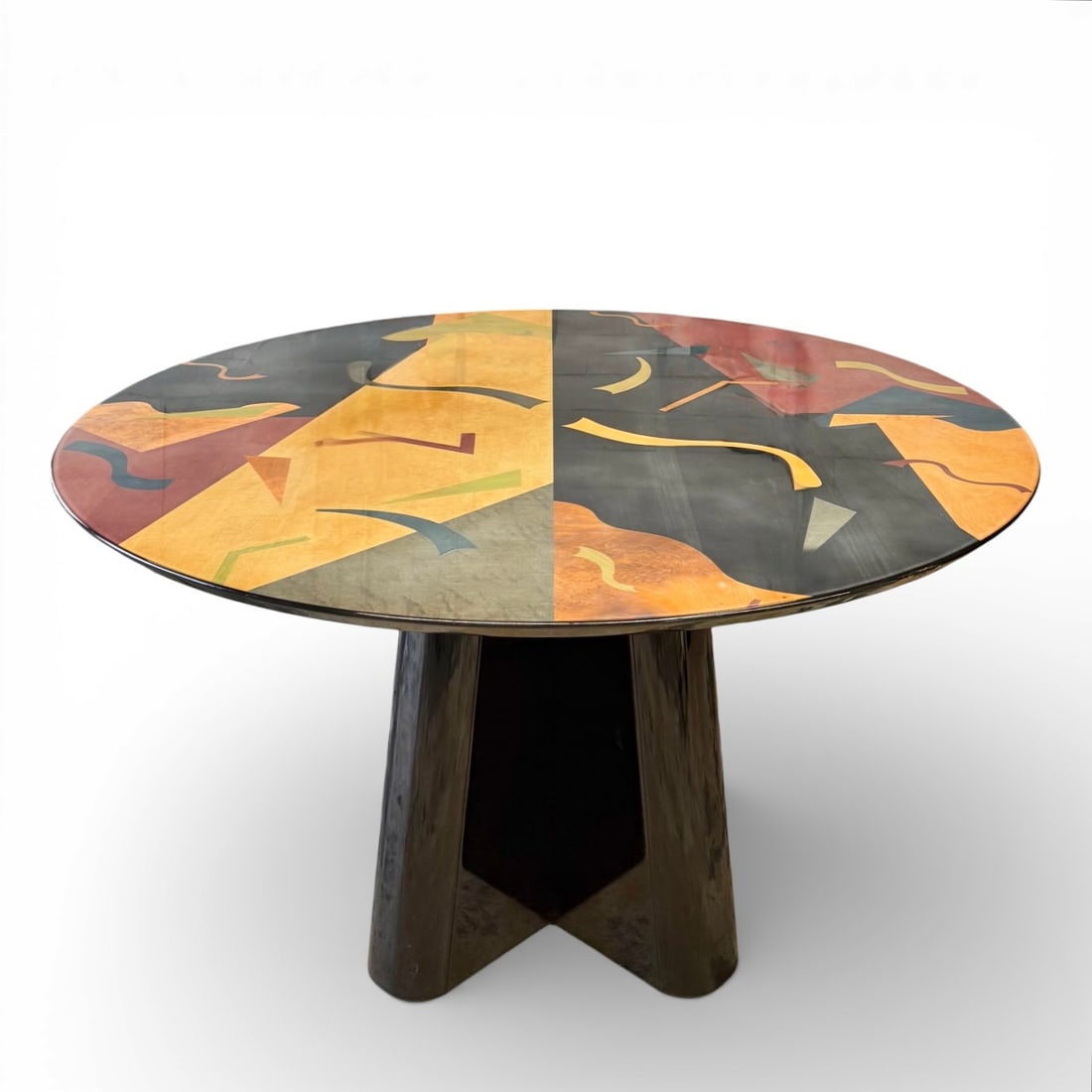 Italian Post-Modern Lacquer and Inlaid Dining Table; Manner of Benjamin Le (1 of 11)