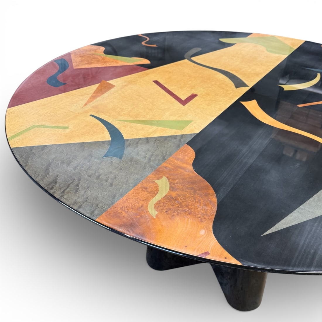 Italian Post-Modern Lacquer and Inlaid Dining Table; Manner of Benjamin Le - 7