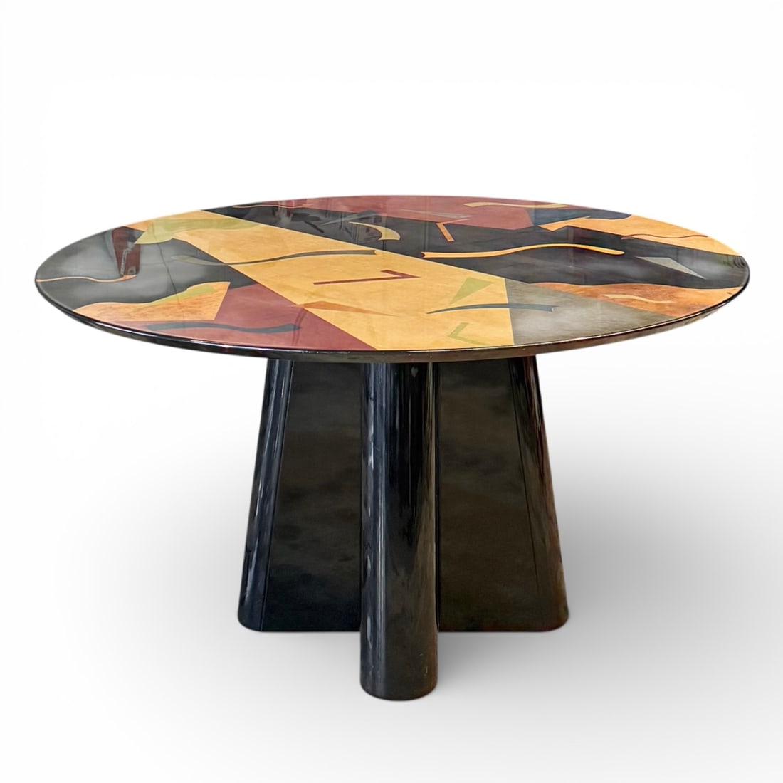 Italian Post-Modern Lacquer and Inlaid Dining Table; Manner of Benjamin Le - 9