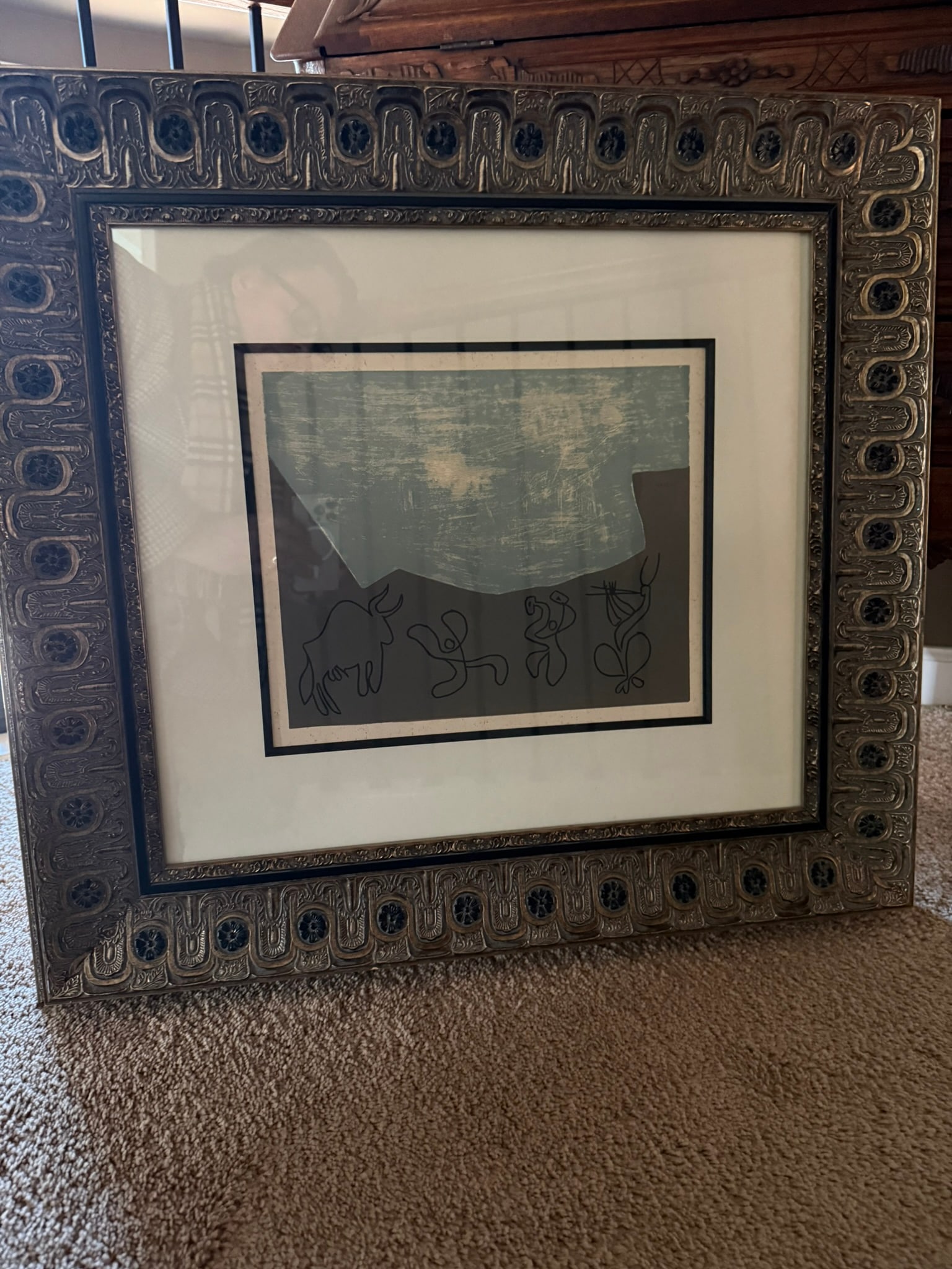 After Pablo Picasso Bacchanal with Bull Color Linocut 1962 - 15