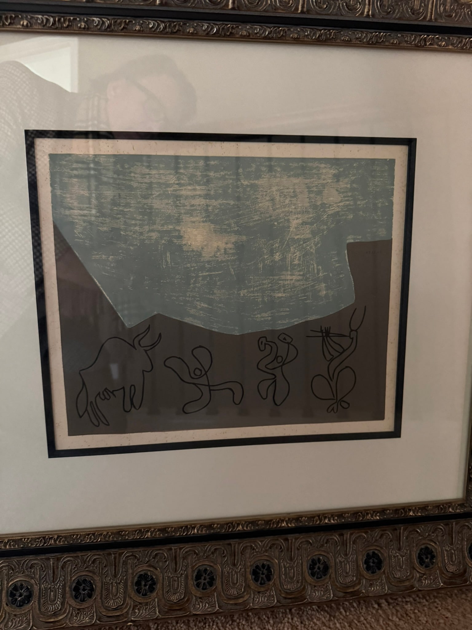 After Pablo Picasso Bacchanal with Bull Color Linocut 1962 - 16