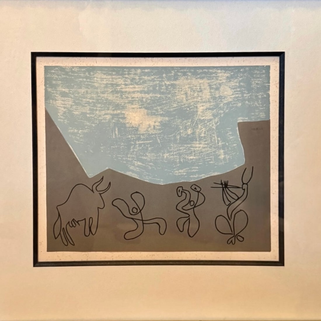After Pablo Picasso Bacchanal with Bull Color Linocut 1962: After Pablo Picasso (Spanish; 1881-1973). Bacchanal with Bull (Bacchanale au toro); 1962. Color linocut reproduction on paper. Unsigned; as issued. Not numbered. Accompanied by Regency Fine Art