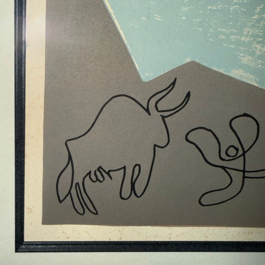 After Pablo Picasso Bacchanal with Bull Color Linocut 1962 - 2