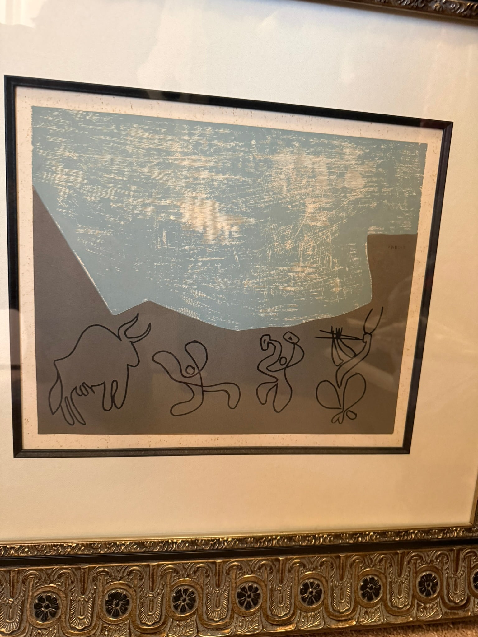 After Pablo Picasso Bacchanal with Bull Color Linocut 1962 - 6