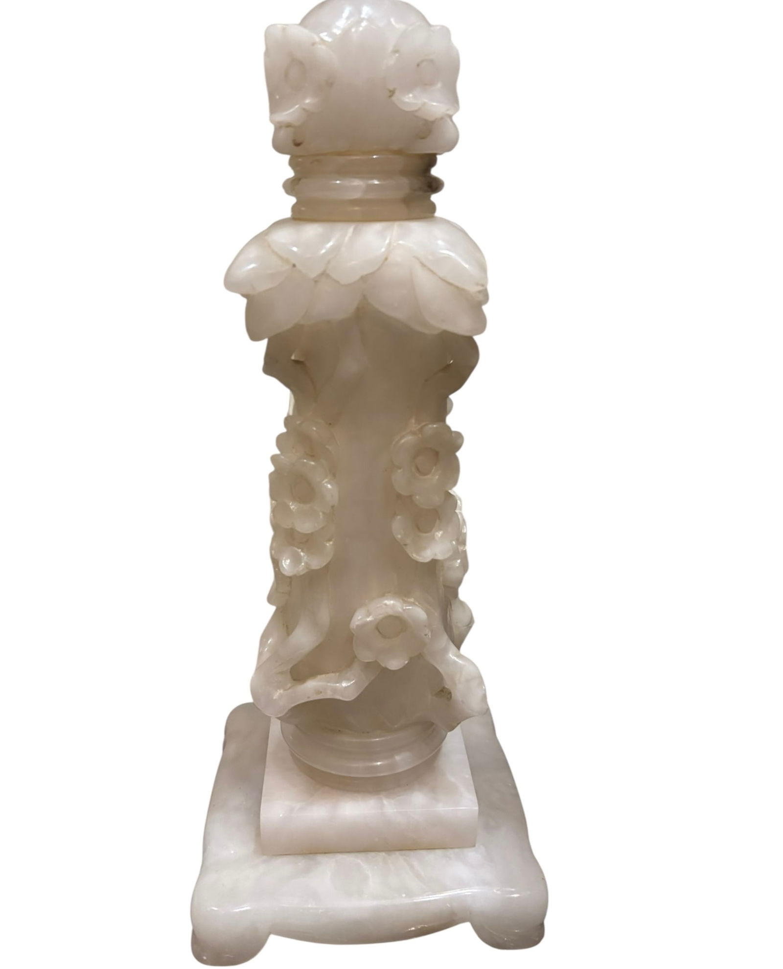 Pair of Carved Alabaster Table Lamps - 8