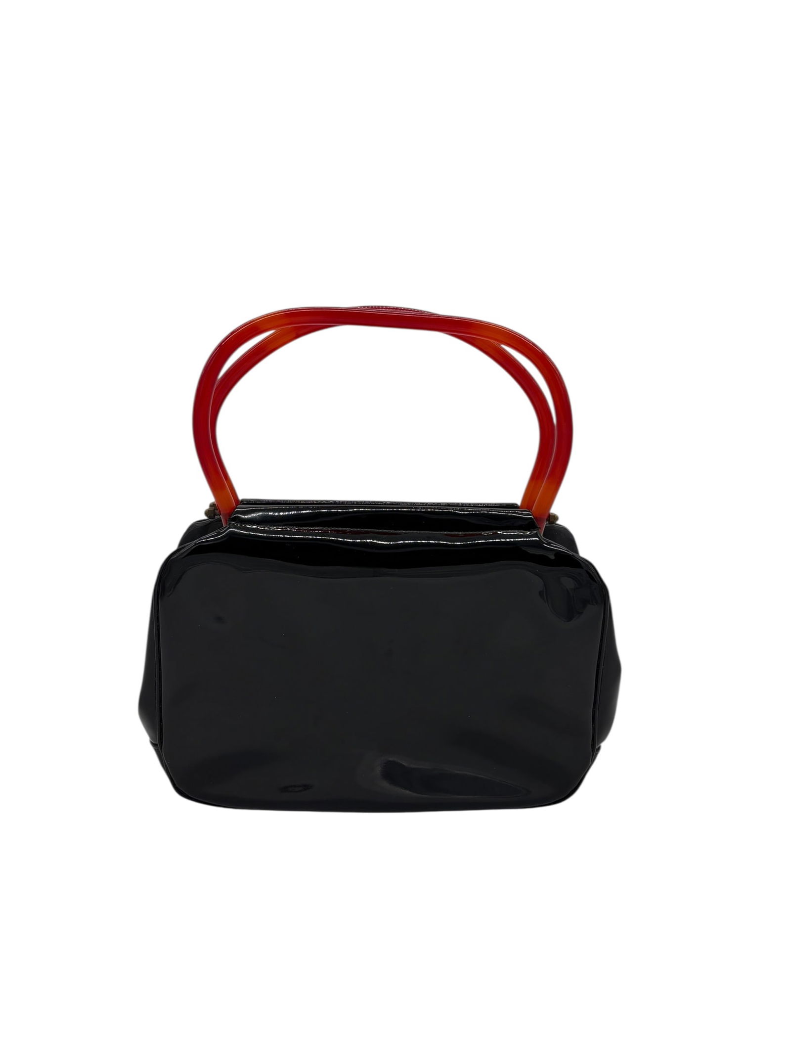 Vintage Black Patent Purse with Bakelite Handles (1 of 5)