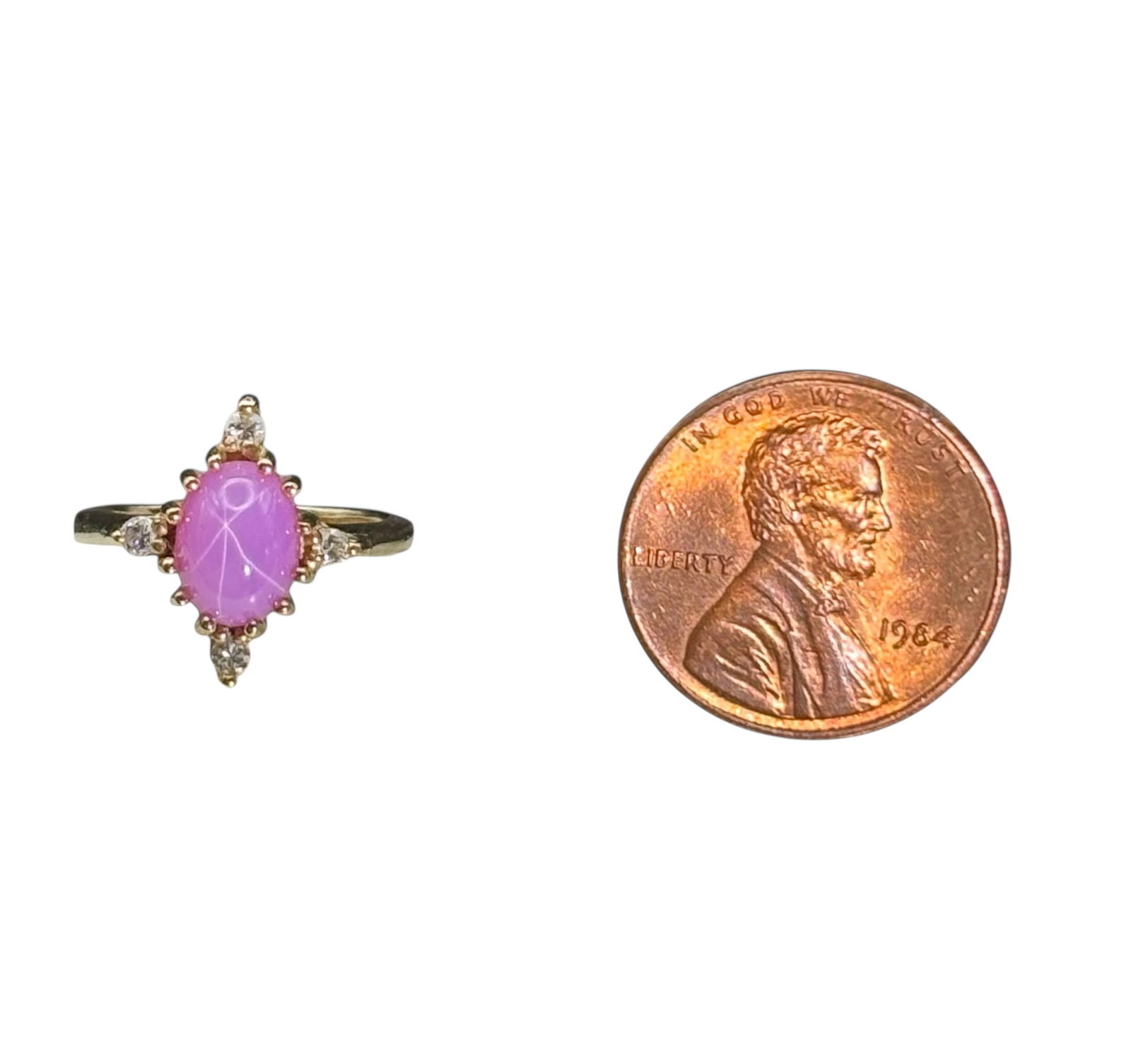 14K Gold Pink Star Sapphire Ring - 2