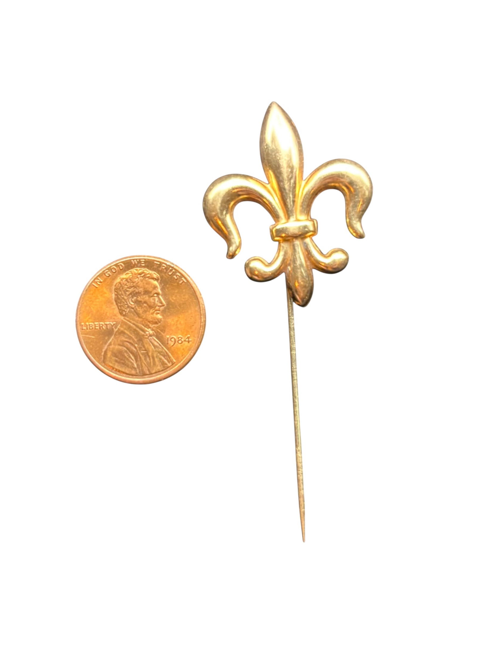 14K Gold Fleur-de-Lis Pin Brooch - 2