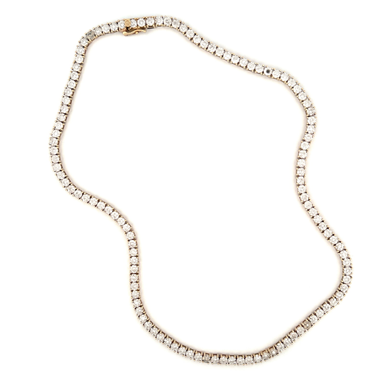10K Gold Diamond Tennis Chain Necklace, 18 Inches (1 of 3)