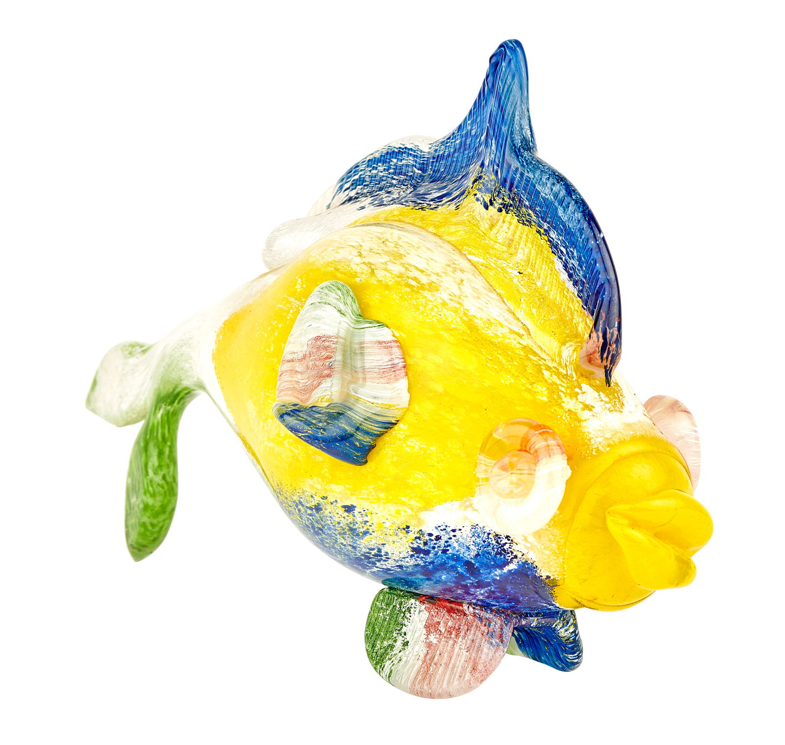 Jean-Claude NOVARO 1943-2014 Sculpture "Poisson", 2006: en verre à décor multicolore, signée et datée Hauteur : 27 cm - Longueur : 44 cm