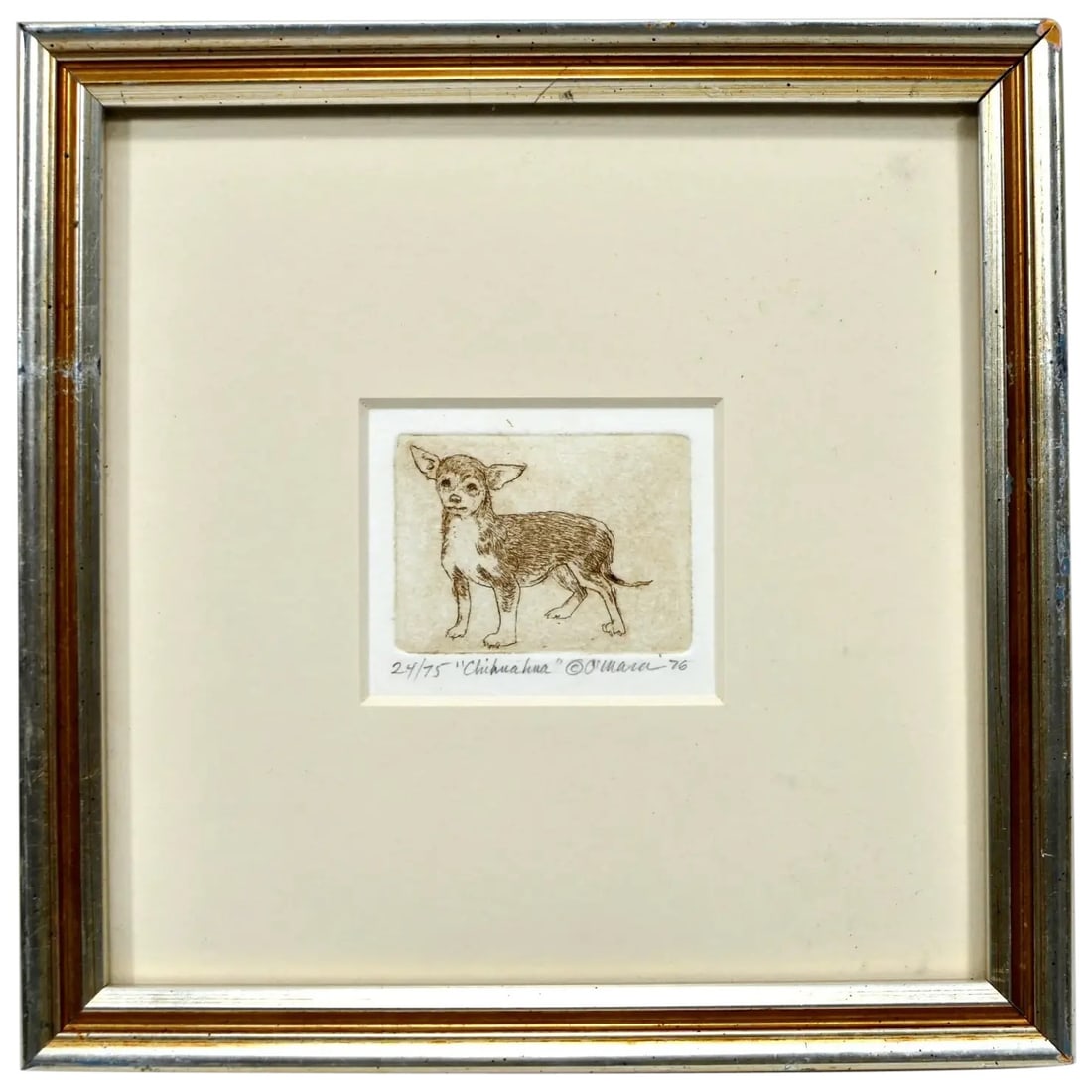 Framed Miniature Etching “Chihuahua” by O’Mara, 1976, Limited Edition (1 of 3)