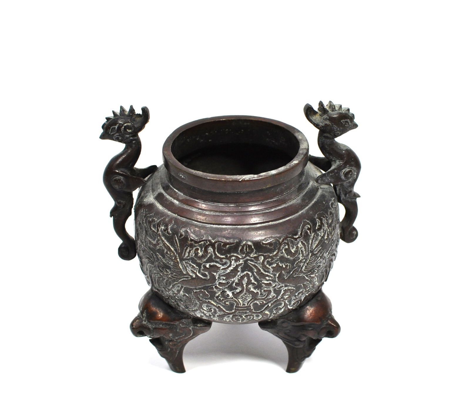 Antique Chinese Bronze Censer with Dragon Handles (1 of 4)