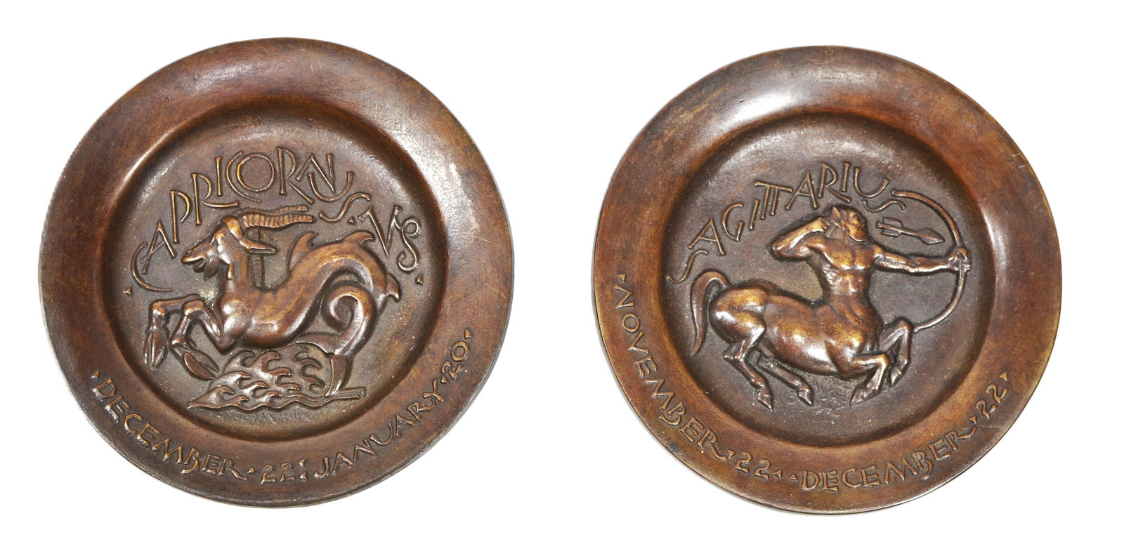Paul Manship (1885–1966) Pair of  Bronze Zodiac Plaques – Sagittarius & Capricorn, 1946 (1 of 7)