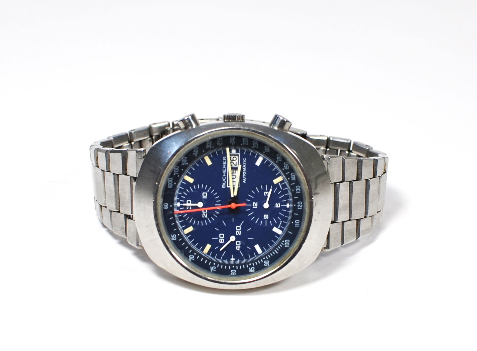 BUCHERER Triple Register Automatic Chronograph – Valjoux 7750, Blue Dial (1 of 4)