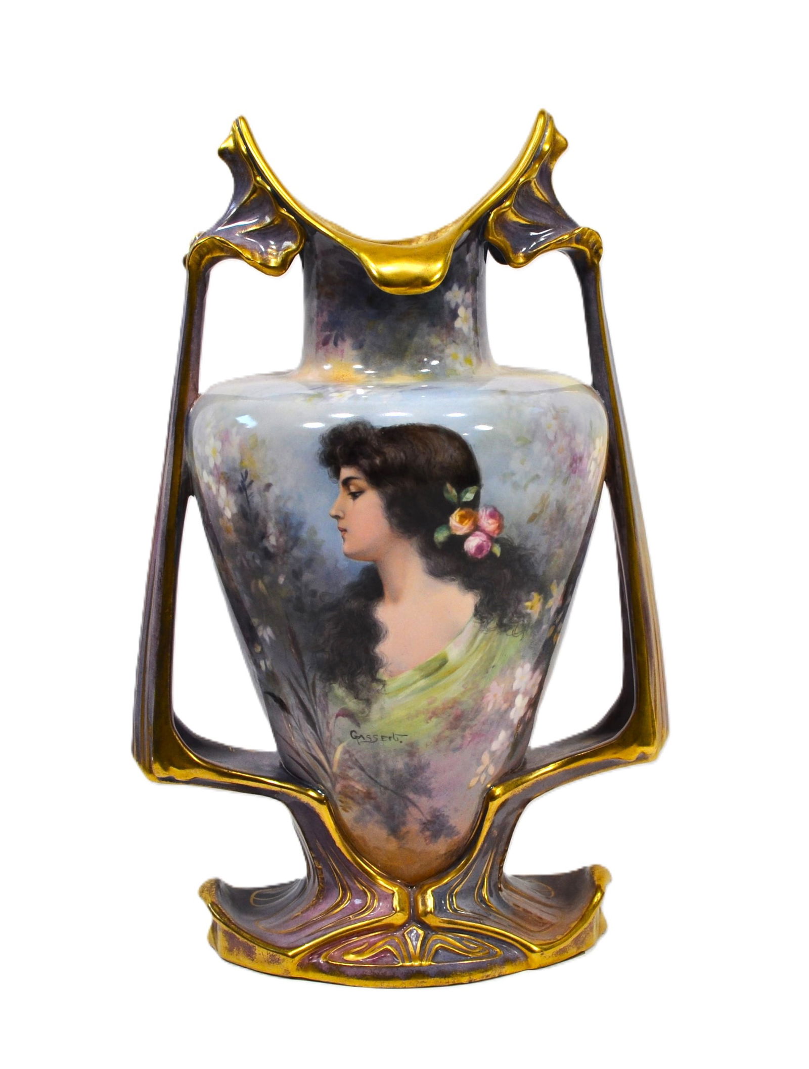Art Nouveau Royal Bonn Hand-Painted Girl  Portrait Vase – Signed Gassert (1 of 6)