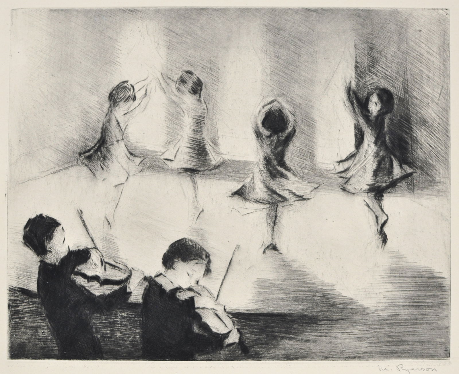 Margery Ryerson (1886–1989) Signed Original Etching The Curtain Rises (1 of 5)