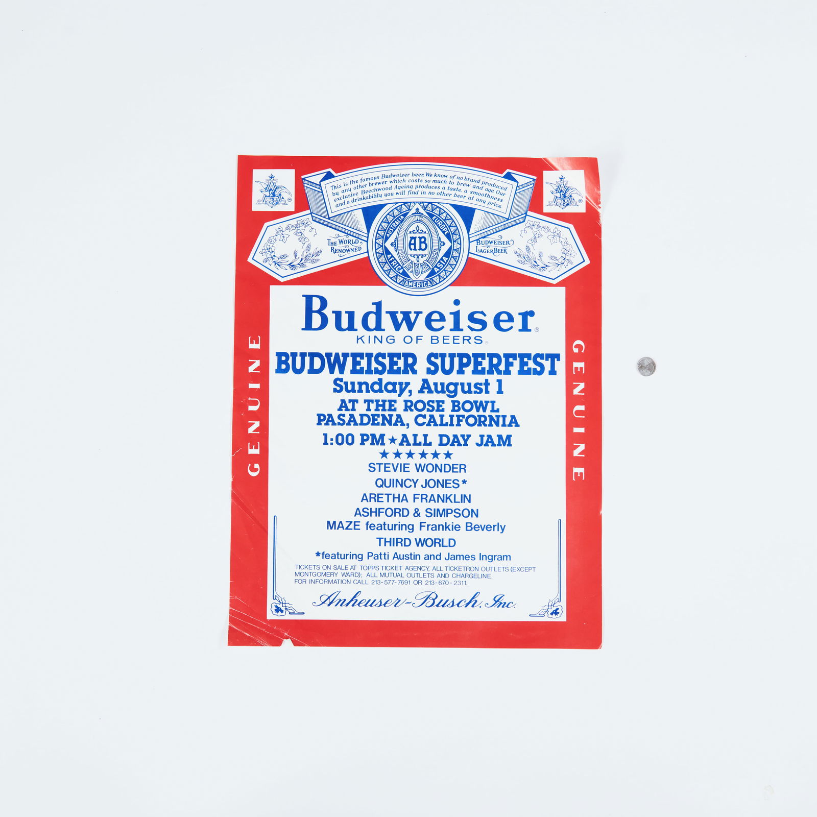 Stevie Wonder, Quincy Jones, Aretha Franklin, Luther Vandross Original Concert Poster (1 of 2)