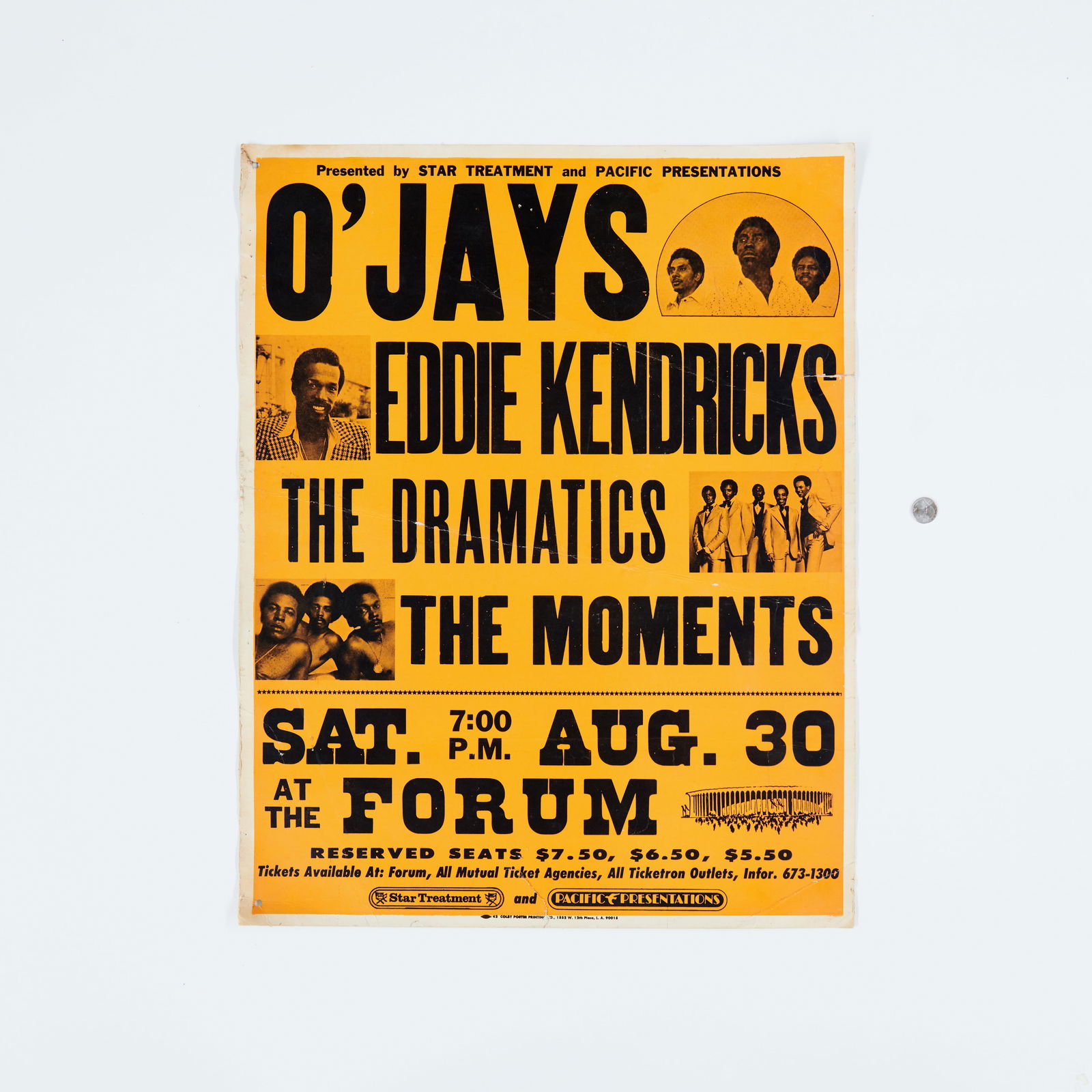 O'Jays, Eddie Kendricks, The Dramatics, The Moments Original Colby Concert Poster (1 of 2)