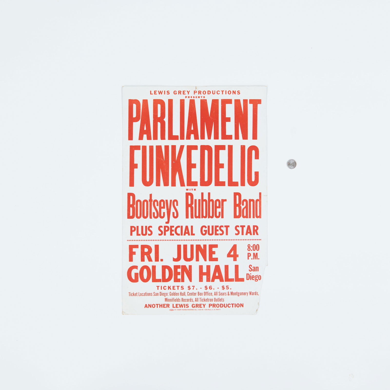Parliament Funkadelic with Bootseys Rubber Band Original Colby Concert Poster (1 of 2)