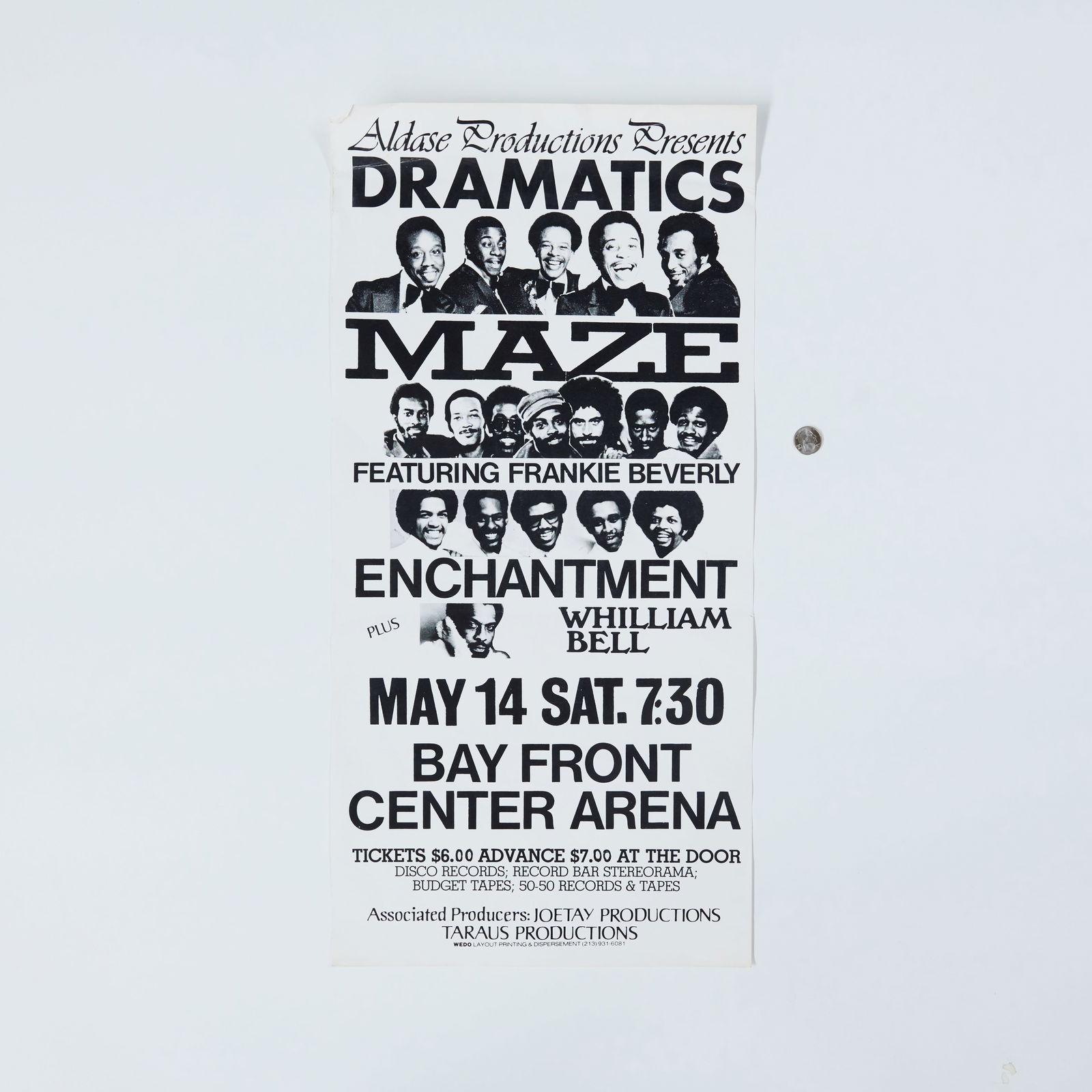 The Dramatics Maze Frankie Beverly Original Concert Poster: The Dramatics Maze Frankie Beverly Enchantment William Bell, Veterans Memorial Coliseum. WEDO, Los Angeles. 14.5" x 28"