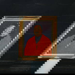MENELIK III (African/American, unknown): "Untitled",1987, oil on canvas, signed Menelik III, 39" x 33".