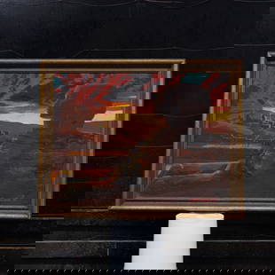 MENELIK III (African/American, unknown): "Sphinx",1987, oil on canvas, signed Menelik III, .