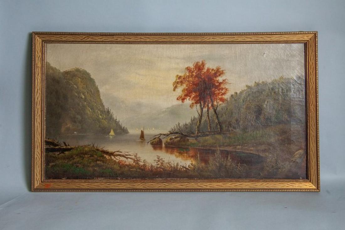 19th c Oil on canvas. Landscape of the Hudson River (1 of 1)