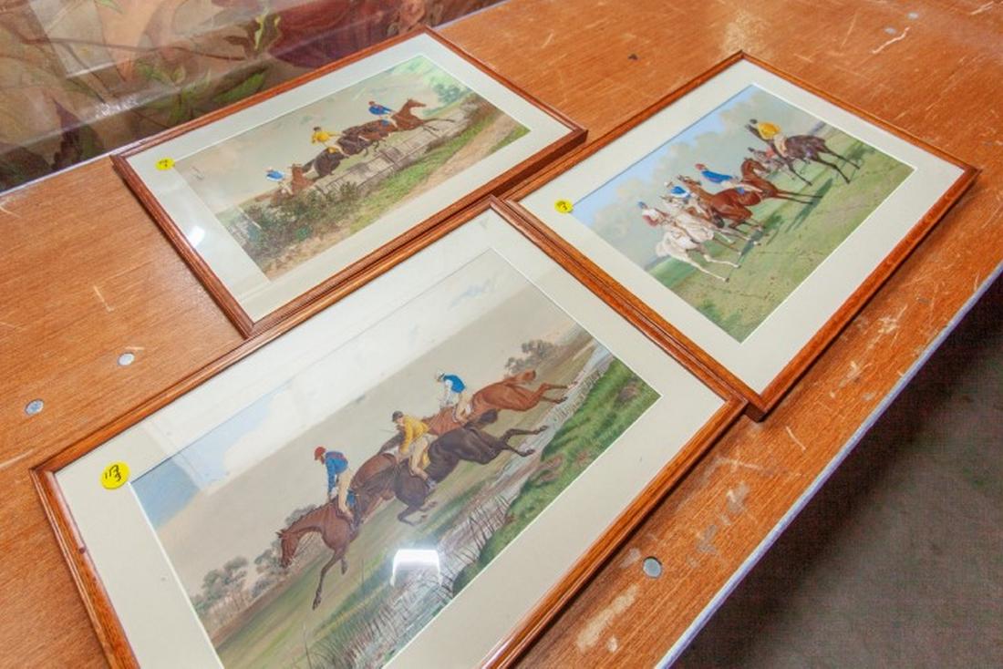Three Fox Hunt paintings. 20th c. All same size,in the (1 of 1)