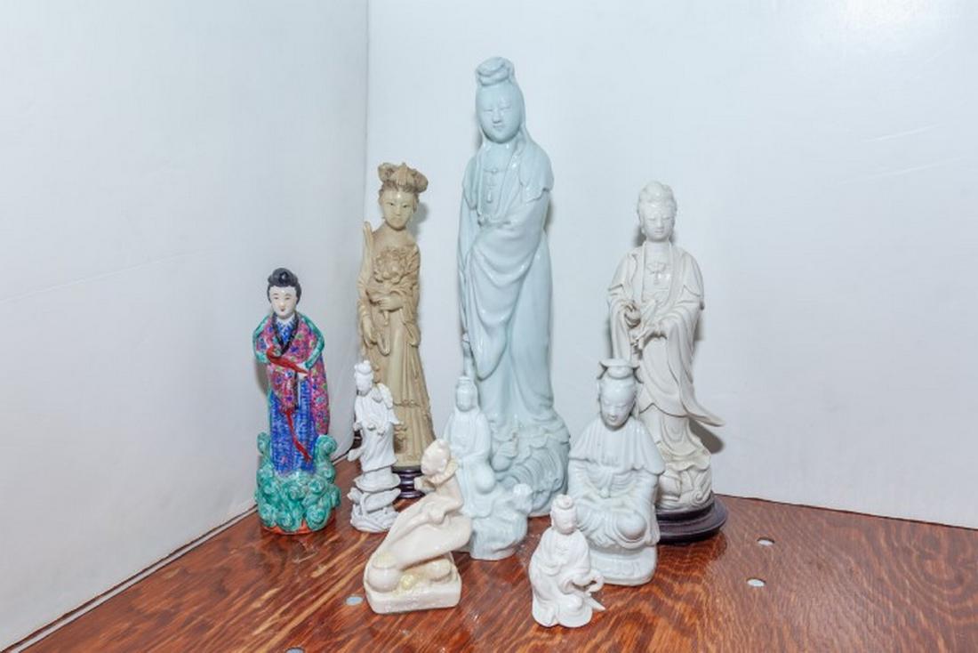Lot of 9 Pieces of Assorted Porcelain Statues (1 of 1)