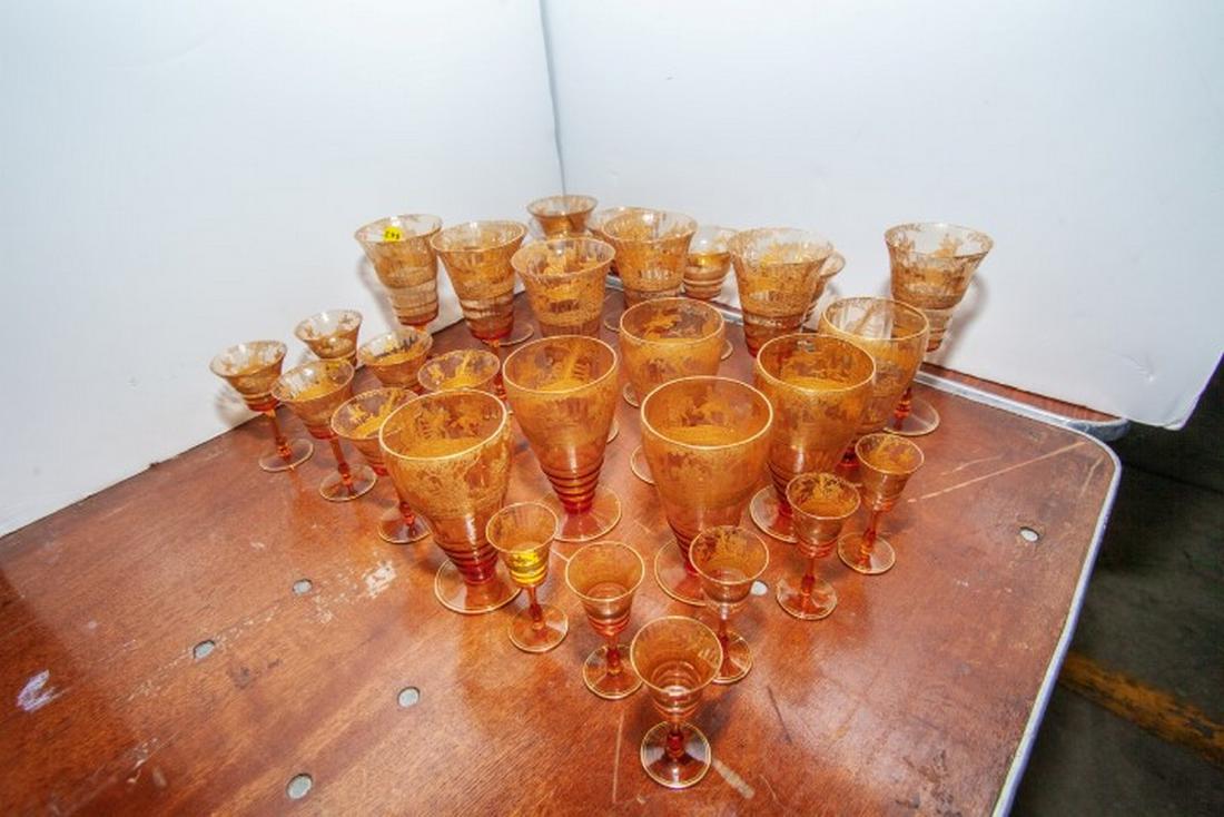 30 Pieces Assorted Stemware with Gilt Decoration (1 of 2)
