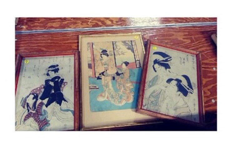Lot of 3 Japanese Woodblock Prints (1 of 2)