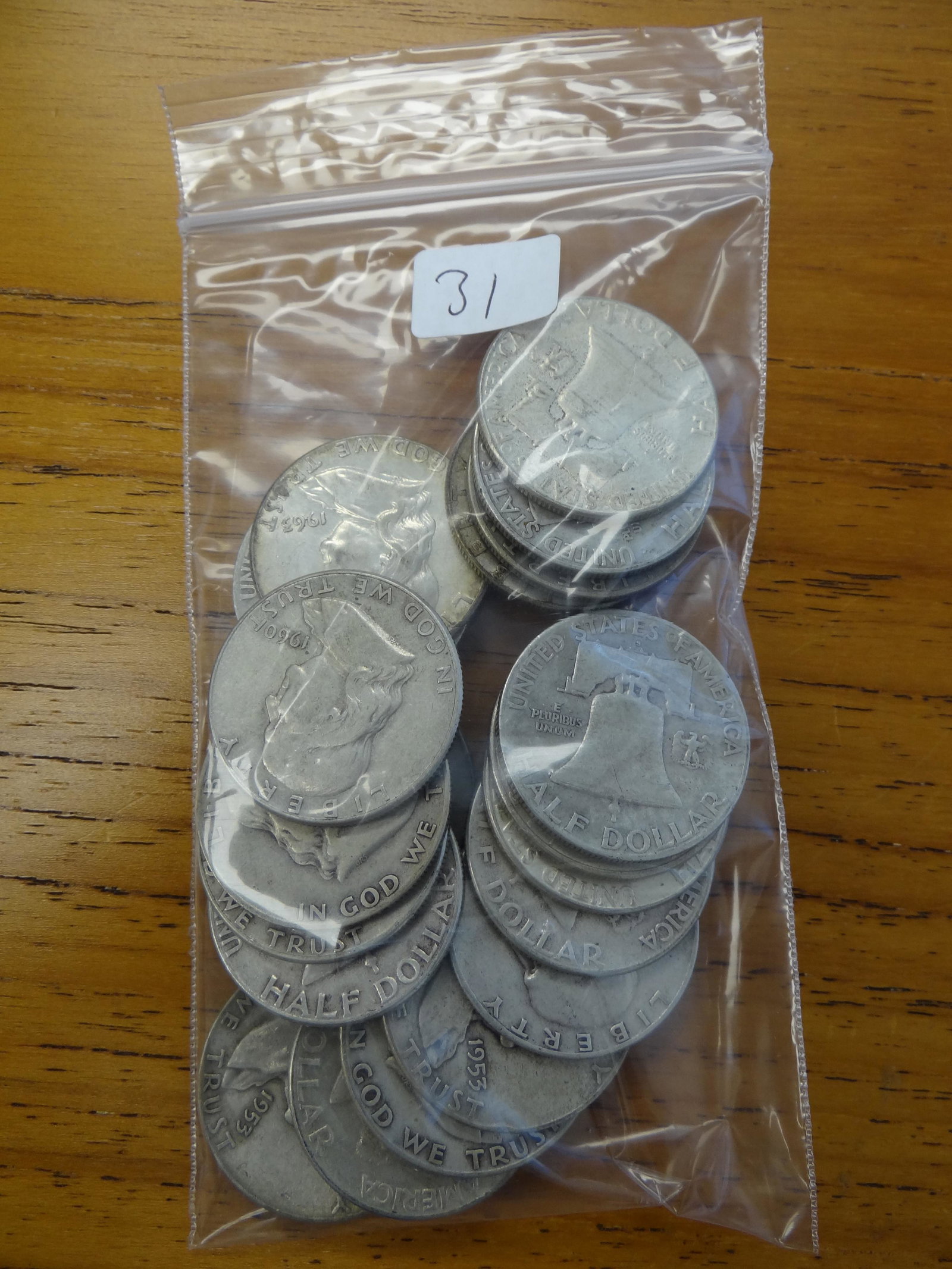 $10.00 face 90% silver coins: Franklin 50c: $10.00 face 90% silver coins: Franklin 50c