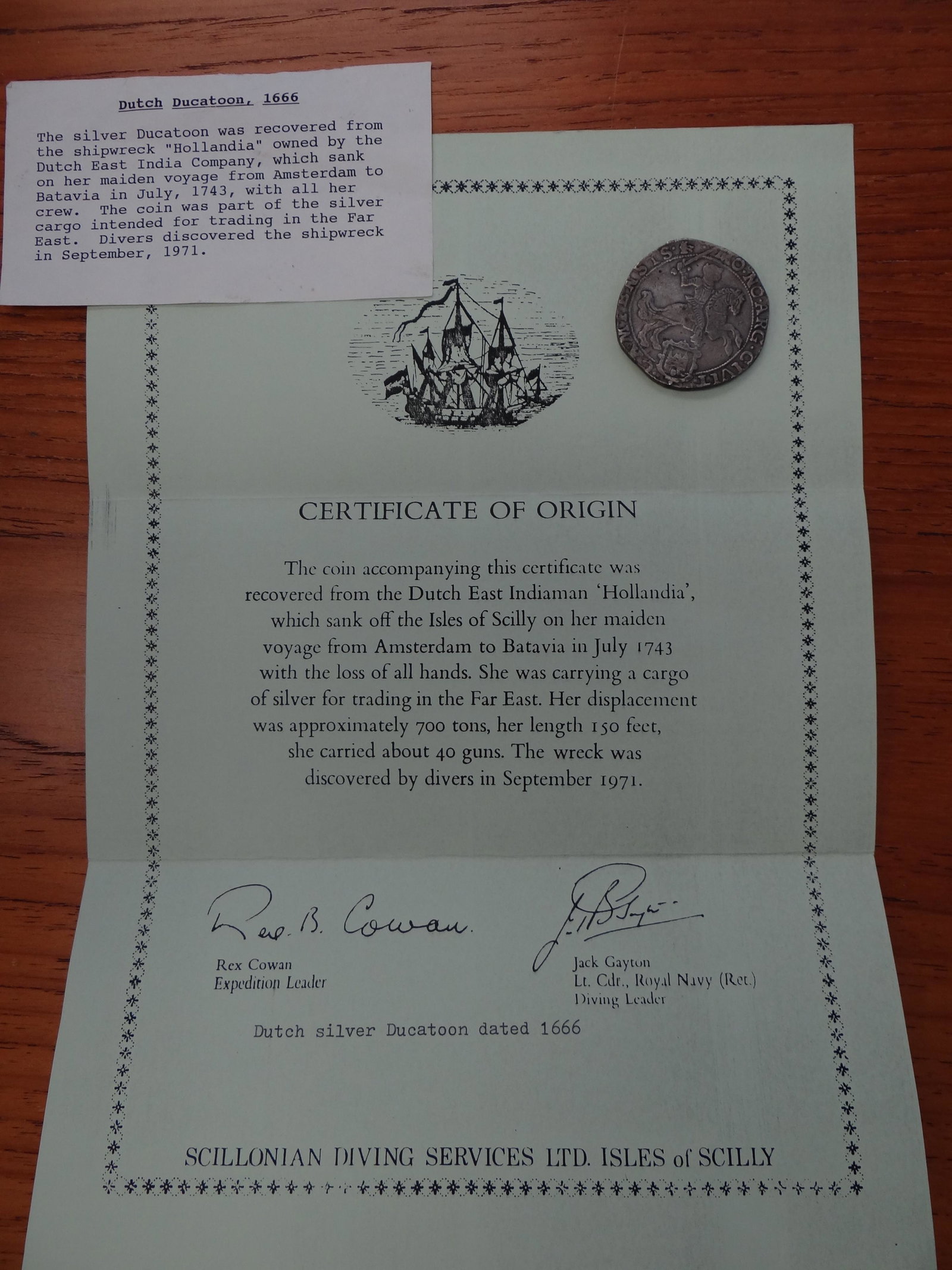 Shipwreck Coins with paperwork including an Atocha 8: Shipwreck Coins with paperwork including an Atocha 8 Reales Cob
