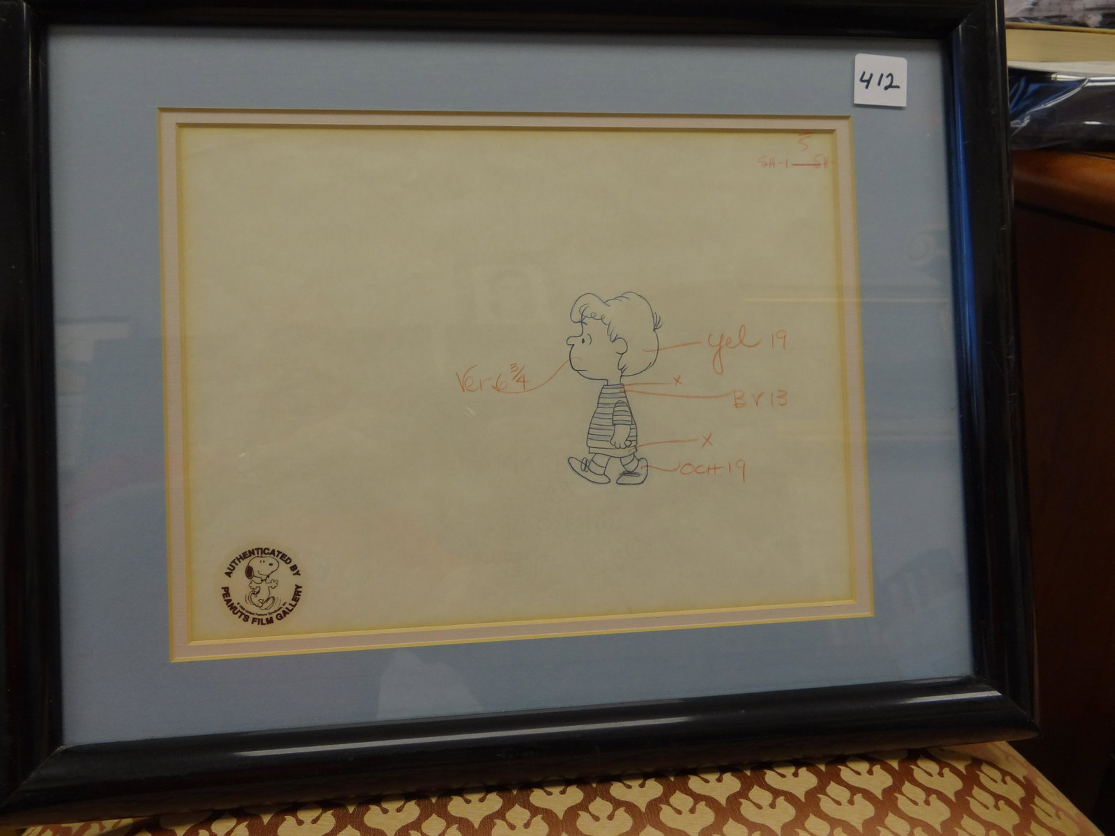 Peanuts Original Production Drawing Schroeder. Peanuts: Peanuts Original Production Drawing Schroeder. Peanuts Film Gallery Seal. 8 1/4" x 11 1/4" Sight.