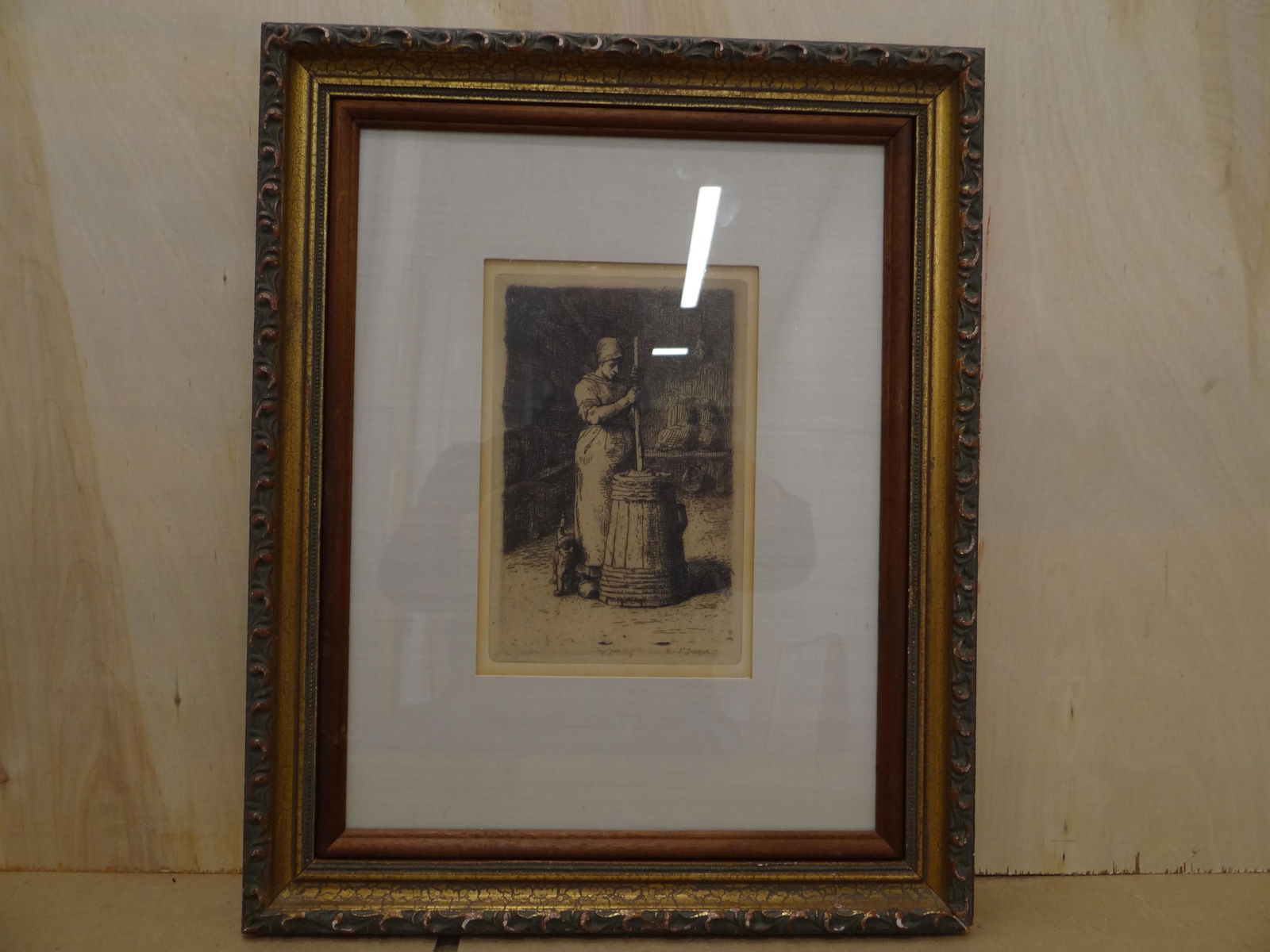 Etching After Millet. Woman Churning Butter. (1 of 5)