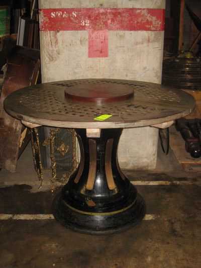 Captain's Table with Wooden Base: Captain's Table with Wooden Base. 5'D 41"H