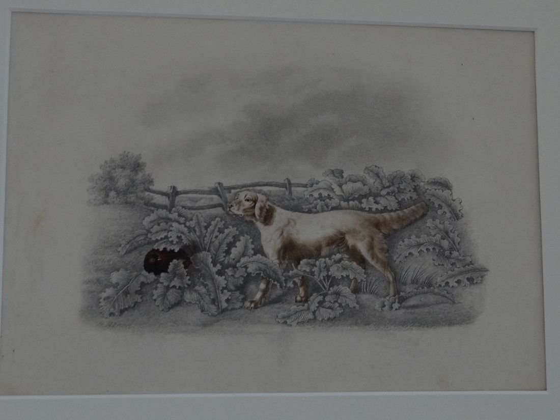 Henry Thomas Alken (English 1785-1851). Settler and: Henry Thomas Alken (English 1785-1851). Settler and Gamebird. Colered Graphite Drawing. 6 1/4" x 9". Signed L.L., H Alken. Unframed.