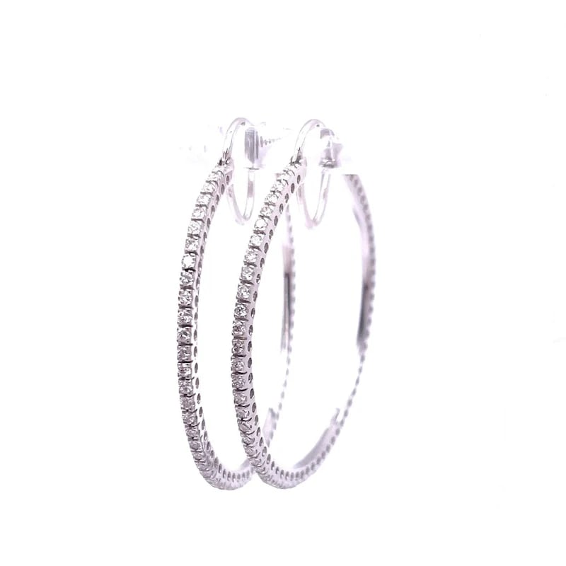 These Amazing 18k Solid White Gold Anelle Earrings are set with 0.90 ct dazzling diamonds (1 of 4)
