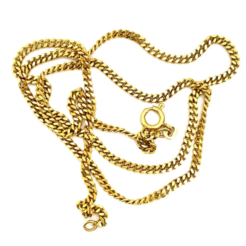 This 18k Solid Gold 13.80gr Chain Necklace showcases fine artistry with flat and wide links style  W (1 of 4)