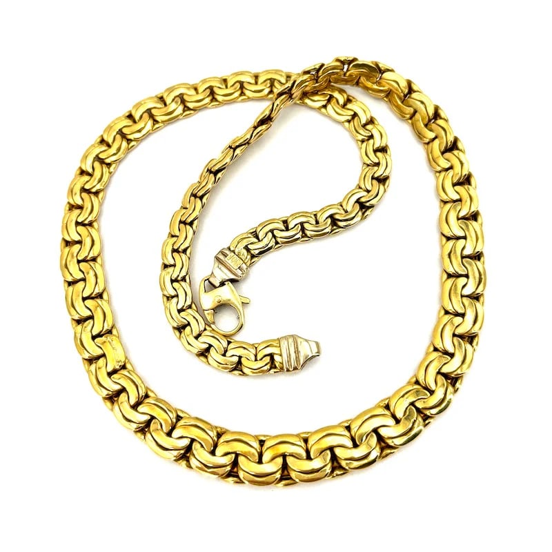 Graceful and sophisticated 18k Solid Gold retro style choker neclace weighing 40.25gr (1 of 6)