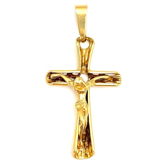 Beautifully sculpted 18K Solid Yellow Gold Crucifix Pendant weighing 9.59gr (1 of 5)